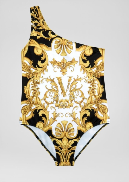 Versace Barocco Rodeo Print Asymmetric Baddräkt Tjej - 690325EPS